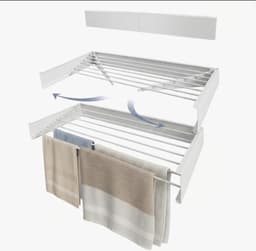 Goodly® High quality Wanddroogrek - Droogrek muur inklapbaar - Wasrek - Wasdroogrek buiten - QUALITY 8.4m - drooglijn - XXL - Wit — thumbnail 1