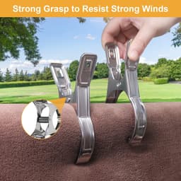 8 stuks - roestvrijstalen kledingclips - Wasknijpers - Winddichte clips van roestvrij staal - zeilclips - Gordijnclips - voor dekbedden - lakens - kleding - 14cm - Zilver - Sterk en duurzaam — thumbnail 5