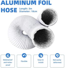Dailygoods- Afvoerslang 100 mm Flexibel - Aluminium/PVC - Slangklemmen - Ventilatieslang - Wasdroger/Airco - 3 meter lengte — thumbnail 2