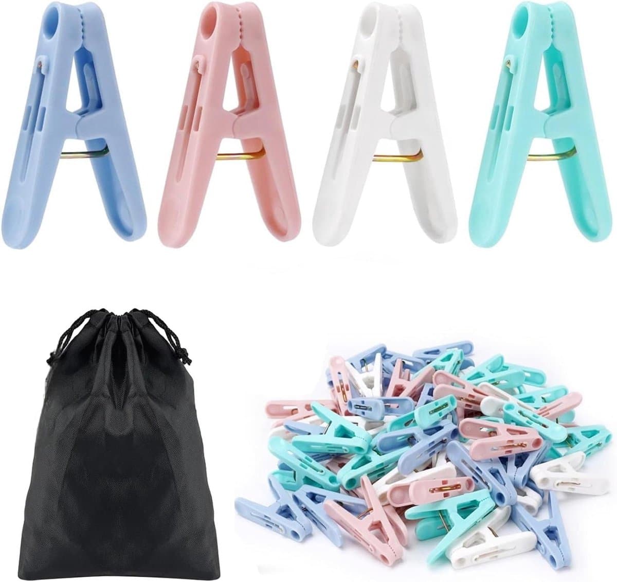 Wasknijpers - Kleding Clips - Kleding Drogen - Sterke Klemkracht - 56 Stuks - Meerkleurig — afbeelding 1