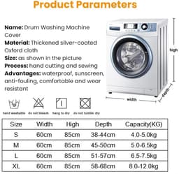 Stofwerende hoes Geschikt voor wasmachine met Geschikt voorlader, beschermhoes Geschikt voor droger, windscherm, waterdichte hoes Geschikt voor droger, hoes Geschikt voor de meeste wasmachines met Geschikt voorlader (XL, zonnebloemkleur) — thumbnail 2