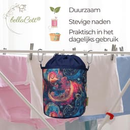 Knijperzak - Opberger wasknijpers - Wasknijpers bewaren - Met karabijnhaak - Voor 150 knijpers - Katoen — thumbnail 2