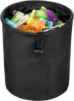 Opbergmand Kleding - Wasknijperzak - Wassen Ophangen - Met Karabijnhaak - XXL Capaciteit - Zwart — thumbnail 1