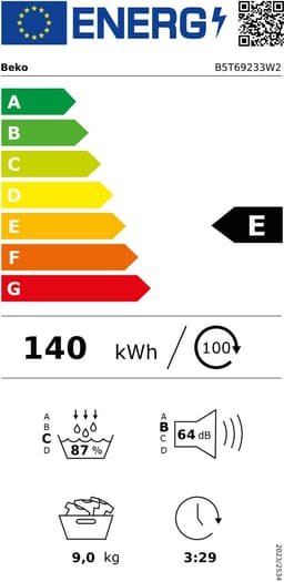 Aantal Programma’s x 15, 9kg, 64 dB, Wit, Warmtepomp — thumbnail 2