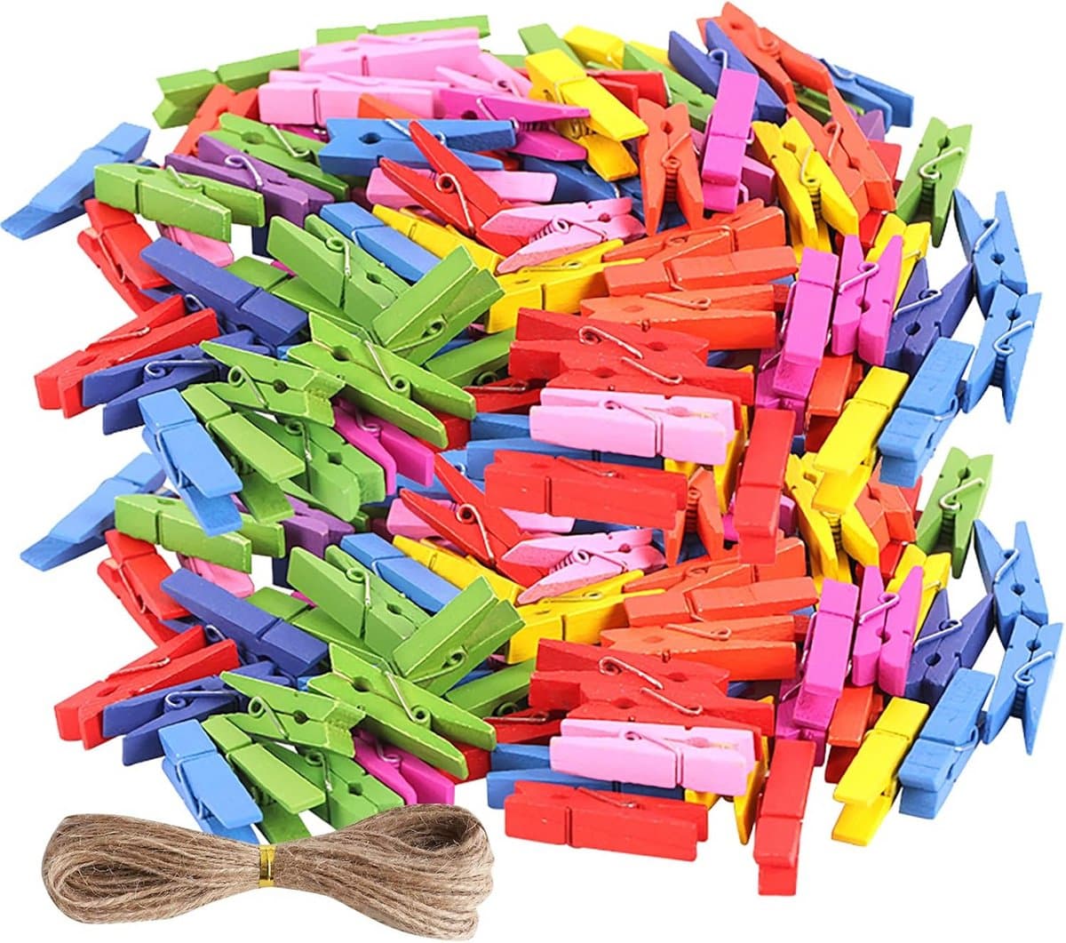 Houten Mini Knijpers - Kleine Clips - Foto's Ophangen - Natuurlijk Hout Materiaal - 100 Stuks - Gemengd — afbeelding 1