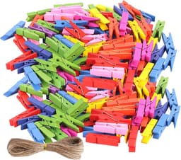 Houten Mini Knijpers - Kleine Clips - Foto's Ophangen - Natuurlijk Hout Materiaal - 100 Stuks - Gemengd — thumbnail 1