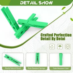 Houten Was Knijpers - Kleding Clips - Knutselen en Decoratie - Stevige Veer - 100 Stuks - Groen — thumbnail 5