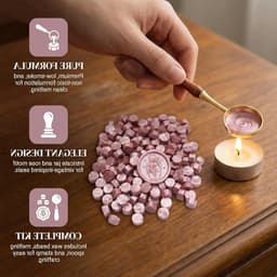 300 Stuks Octagonale Wasbolletjes met Smeltlepel voor Waxstempels, Uitnodigingen, Kaarten en Cadeauverpakking in Roze en Goud — thumbnail 5