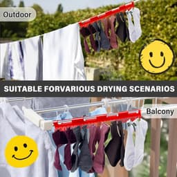 2 stuks - Sokkendroger - Draagbare washaken - Sokkenhouder - Kledingrek - Vierdelig droogrek voor sokken en kleding - winddicht droogrek - kledinghanger - plastic kledinghanger - voor hoeden, schoenveters, handdoeken en sokken - 32*5cm - rood — thumbnail 4