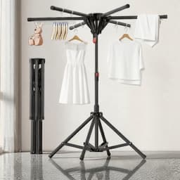 Jensaro Kledingdroogrek Opvouwbaar – Verstelbaar Droogrek 40KG – Wasrek met Klemmen – Staand Droogrek Binnen Buiten – Zwart — thumbnail 2