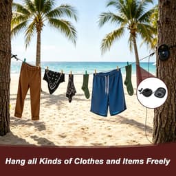 Draagbare Waslijn - Reis Waslijn - Kleding Drogen - Winddichte Kralen - 3 Meter - Zwart — thumbnail 2