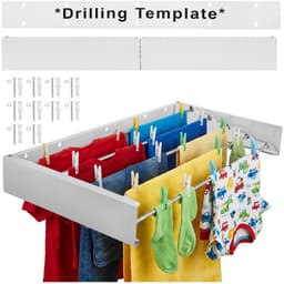 MOZY® - Uitklapbaar Wanddroogrek - Wit - 80 cm - Wandmontage - tot 20 kg - 4 Meter Drooglengte - Inklapbaar Droogrek - Muurdroogrek - Wasrek — thumbnail 1