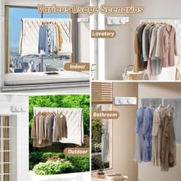 Intrekbare Waslijn - Dubbele Waslijn Binnen - Kleding Drogen - Niet-doorzakken Ontwerp - 84 m - Wit — thumbnail 5