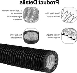 Flexibele Aluminium Folie Uitlaatslang 150 mm - 3m PVC 4-Laags met Slangklemmen en Tape voor Dragers en Ventilators — thumbnail 3