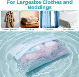 Waszakken - 2 Stuks - Wasnetten - Polyester - Bescherm je Wasgoed en Wasmachine - Waszakjes met Rits - Grote waszak - Laundry Bag - Wasnetje - Wassorteerder - Reisorganisator - Geschikt voor gordijnen, lakens en jassen - 60*80cm+90*110cm - Wit — thumbnail 4