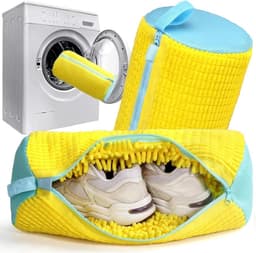 Waszak voor Schoenen - Herbruikbare Waszakken voor Sneakers met Rits, Ideaal voor de Wasmachine, Set van 2 Gele Zakjes — thumbnail 1