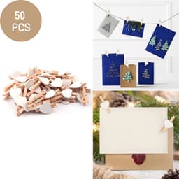 50 stuks - Hartvormige wasknijpers - Houten hartvormige wasknijpers - Houten fotopaperclips - Decoratieve clips - Hobbyclips - Wit - 3 cm - Voor het ophangen van papieren foto's en bruiloftsdecoraties — thumbnail 1