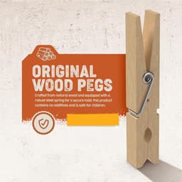 Houten knijpers - Wasknijpers - Kleding drogen - Weerbestendig ontwerp - 100 stuks - Houtkleur — thumbnail 4