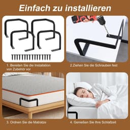 Matrasverbinder, zwarte matrasstabilisatoren, matrashouder, 4 stuks, tegen wegglijden, antislipmat, matrasverbinding voor verschillende bedframes — thumbnail 3