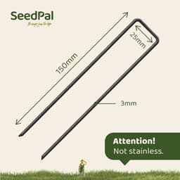 SeedPal Grondankers Bodemankers Onverzinkt - 50 Stuks - Haringen Aardnagels Stabiel, Grondankers Voor Onkruidvlies, Hek & Tent - 150 mm x 25 mm x Ø2,7 mm - Aardnagels/Bodemhaken Van Staal - Grondverankering — thumbnail 4