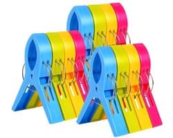 Dailygoody - Grote Wasknijpers - Handdoekklemmen - Duurzaam Plastic - 12 Stuks - Strandhanddoekclips - Voor Zwembad en Wasserij - Handig en Lichtgewic