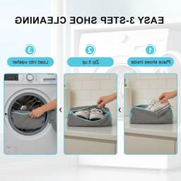 Robuuste Waszak voor Schoenen - Herbruikbare Waszak 39 x 19 cm met Rits voor 360° Reiniging en Bescherming van Schoenen in Grijs — thumbnail 3