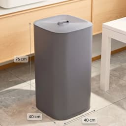 INDECOR Wasmand 90 Liter – Wassorteerder - Wasmand met Deksel - Wasmand 2 vakken - Opvouwbare Wasbox voor Badkamer– Antraciet — thumbnail 5