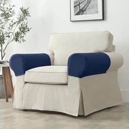 Armleuninghoezen voor Stoelen - 4 Stuks, Rekbare en Antislip Bescherming voor Meubels, Inclusief Waszak (Blauw) — thumbnail 3