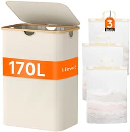 Dailygoods - Grote Wasmand met Deksel en 3 Vakken, 170 Liter — thumbnail 1