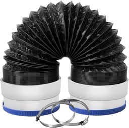 Ulisem - Droogafvoerslang - 10cm aluminium - 6 lagen folie - Inclusief rubberen ringen en 2 klemmen - Buigzaam en brandvertragend - Geschikt voor smalle ruimtes en wasruimte - Universele pasvorm - 2.5m/8ft — thumbnail 1