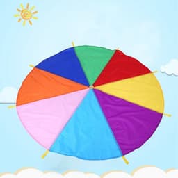 Parachutespel voor kinderteamwork - 8 handgrepen - 2 m diameter - regenboogkleuren — thumbnail 2