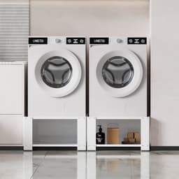 Wasmachine Verhoger - Dubbel - Wasmachine opbouwmeubel - Tot 150kg - Wasmachine Kast - Wasmachine Sokkel Universeel Wit — thumbnail 5