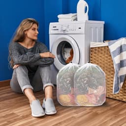 Mrs. Jones 2 stuks grote waszakken van gaas herbruikbare waszak met trekkoord voor op reis zware wasmachinetas voor kleding blouse-ondergoed (80 x 599 cm) . — thumbnail 4