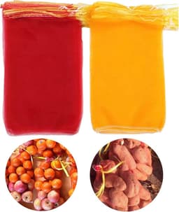Set van 20 stevige aardappel- en groentenzakken met trekkoord, geel en rood — thumbnail 1