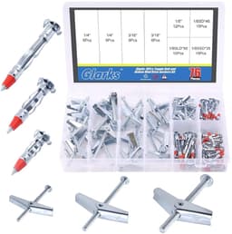 Glarks 76Pcs Toggle Bolt and Hollow Wall Drive Anchors Kit, 1/8" 3/16" 1/4" Round Head Toggle Bolts and 1/8'' 35/46/59mm Molly Bolt Drive Hollow Drive Wall Anchor Assortment Set — thumbnail 1