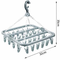 Sokkendroger - 32 Knijpers - Sokken Hanger - Sokken Droger - Beha's - bh's - Ondergoed - Wasrek Sokken - Wasrek - Droogrek - Klein Wasrekje - Carrousel - Droogcarrousel - Washanger - Sokkendroogrek - Kleerhanger voor Sokken - Windbestendig — thumbnail 1
