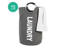Wonair Wasmand – Waszak – Opvouwbaar – 115L – Donkergrijs — afbeelding 1