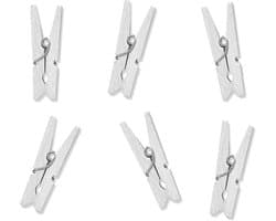 Houten Klemmen - Decoratieve Knijpers - Foto Ophangen - Natuurlijk Materiaal - 20 Stuks - Wit