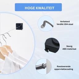 CLVP® Waslijn Uittrekbaar - Wanddroogrek - Wasdraad — thumbnail 2
