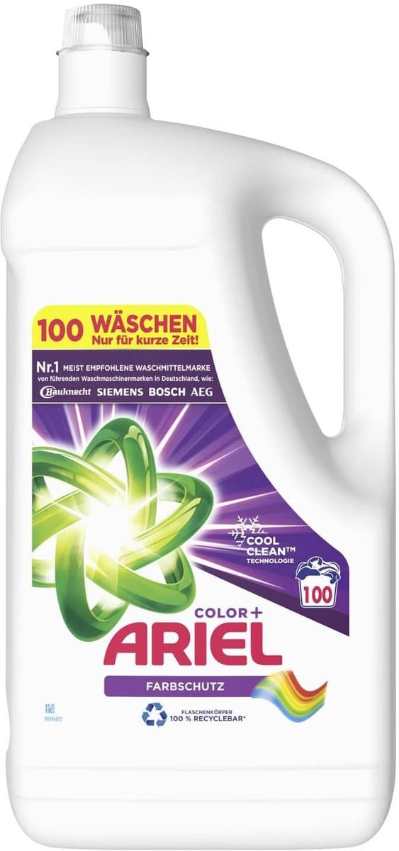 Ariel Color+ Vloeibaar Wasmiddel – 5 Liter – 100 Wasbeurten – Fris & Krachtig – Color wasmiddel Grootverpakking — afbeelding 1