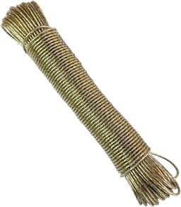 Uittrekbare Waslijn - Draagbaar Droogrek - Reizen Kamperen - 20 Meter Staaldraad - 3 mm Dikte - Goud Geel — thumbnail 1