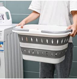 Opvouwbare Wasmand - Laundry Basket - Sterke - Met Duurzame Kunststof Handgrepen - Lichtgewicht - Voor Eenvoudige Opslag - 29 x 20 x 15 cm — thumbnail 1
