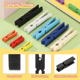 Houten Knijpers - Kleine Clips - Foto's Ophangen - Sterke Houten Grip - 07 x 35 cm - Zwart — thumbnail 3