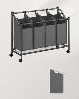 Songmics Wasmand met wielen, wasmand met 4 verwijderbare waszakken, waswagen, wasmand, voor wasruimte, slaapkamer, badkamer, 4 x 45 L, leisteengrijs RLS103G01 — thumbnail 5