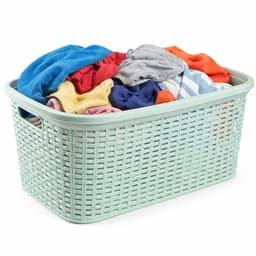 Excellent Houseware Wasmand - 35 liter - rotan - lichtgroen - kunststof - 53 x 36 x 26 cm — thumbnail 1