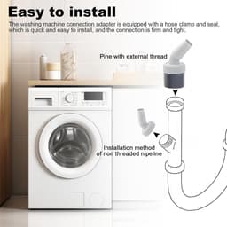 Afvoeradapter voor wasmachine en vaatwasser, PP materiaal, Y-adapter - enkele kop afvoer, 18-24mm, droger inclusief. — thumbnail 2