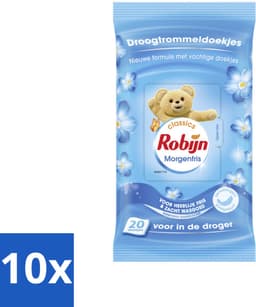 10 x Robijn – Droogtrommeldoekjes – Morgenfris - 20 Doekjes - Droogtrommeldoekjes - Wasgoed Drogen - Frisheid Droger - Wasgoed Verzorgen - Kleding Beschermen — thumbnail 1