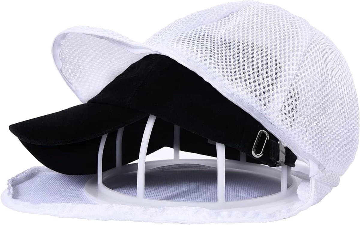 Wasring voor petten - pettenwasser met kaphouder en waszak - hoedenwas in wasmachine of vaatwasser - mesh beschermframe (27 x 22 cm) — afbeelding 1