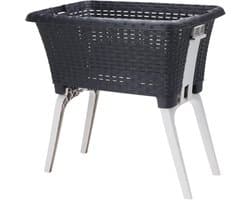 Staande Wasmand met Uitschuifbare Poten - Zwarte Wasbox voor Wasgoed (60x40 cm)