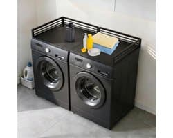 Wasdroger Werkblad - Wasmachine Bovenbouw - Extra Opbergruimte - Verhoogde Beschermstrips - 145 x 70 cm - Zwart